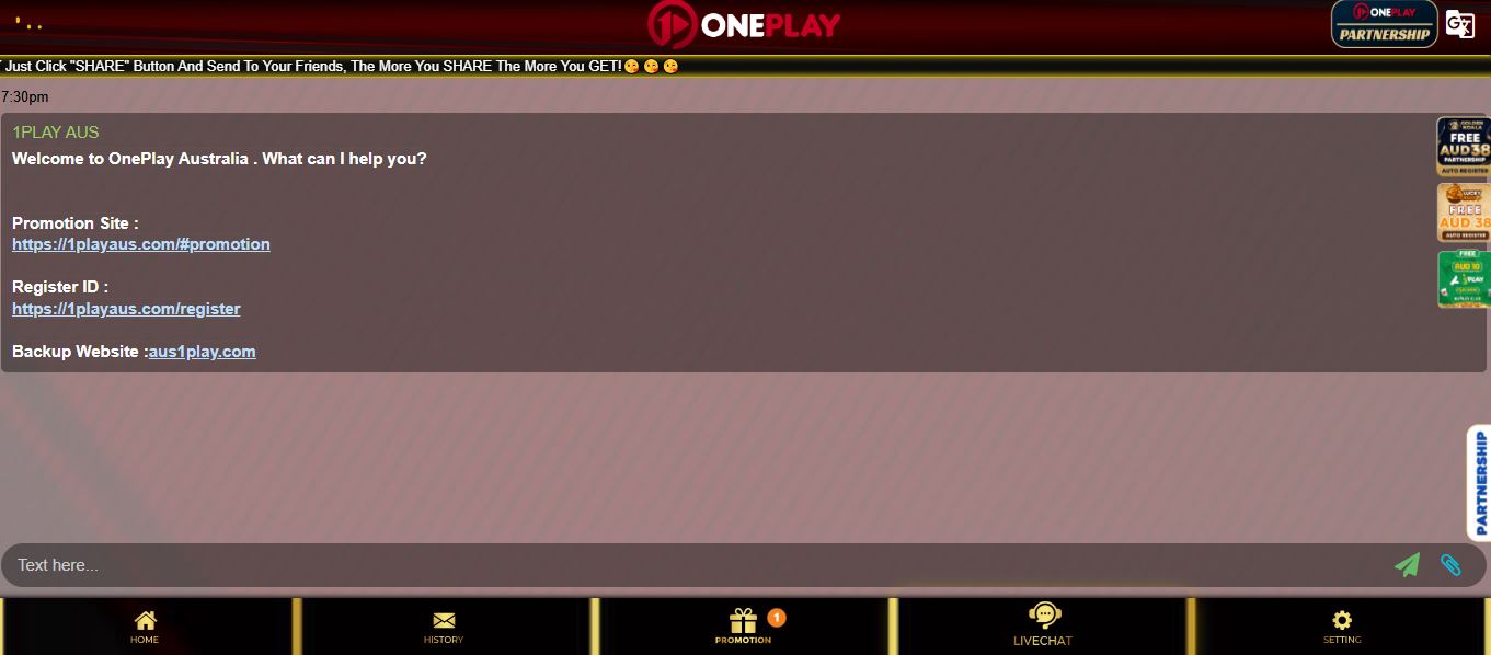 Access OnePlay Australia support chat and registration links